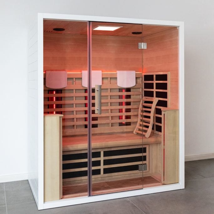 3 Personen Sauna weiss Lack